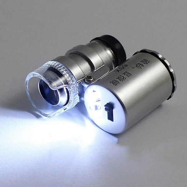 Bærbar Mikroskop 60x Lommeforstørrelsesglass Loupes LED Lys