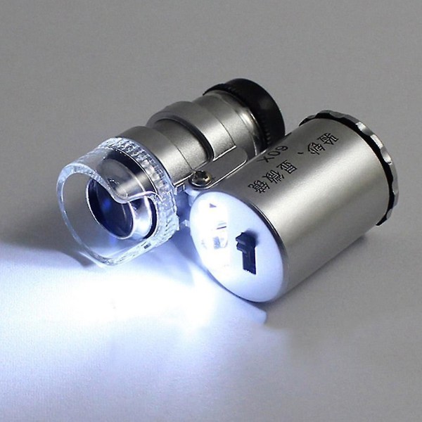 Kannettava mikroskooppi 60x Mini Suurennuslasi Jeweler Luupit LED