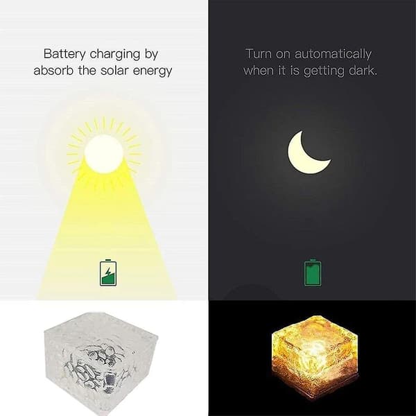 Solcelle Glasstenslys, Solcelle LED Iskubelyg, Krystalstenslampe