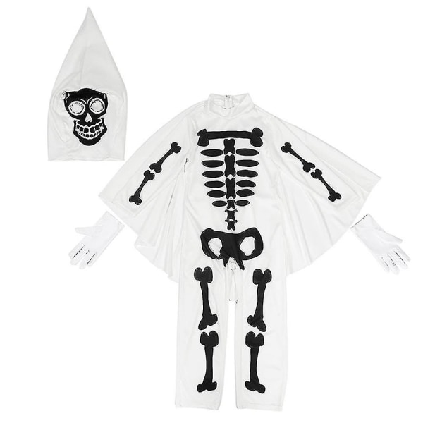 Spetsig Huvad Jumpsuit Fancy Up Prestanda Kostym Med Söt Kappa För Barn 2-12 År Gammal Cos 2-4 Years White
