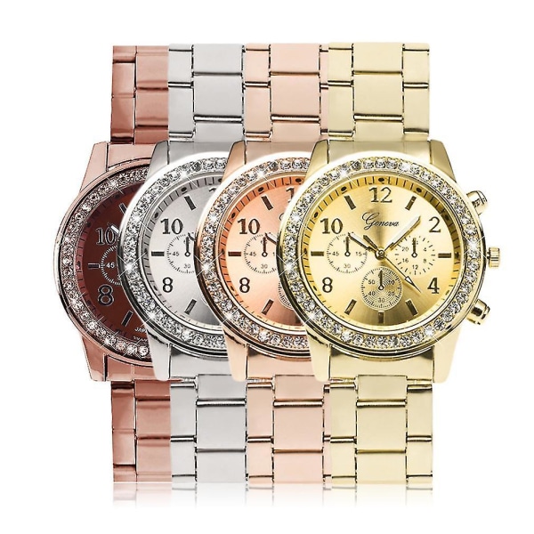 Geneva Bling Crystal Kvinder Stainless Steel Kvarts Ur