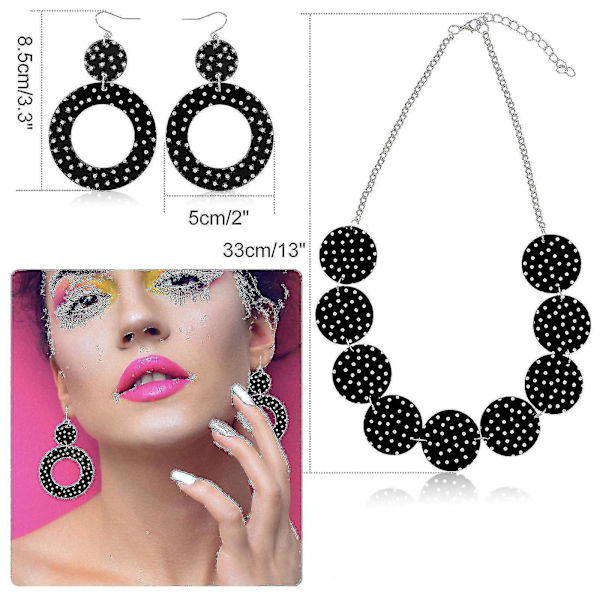 50-tals Kostym Sjal Polka Dot Hårband Örhängen Kattöga Glasögon Sjal - Snngv Basic kit