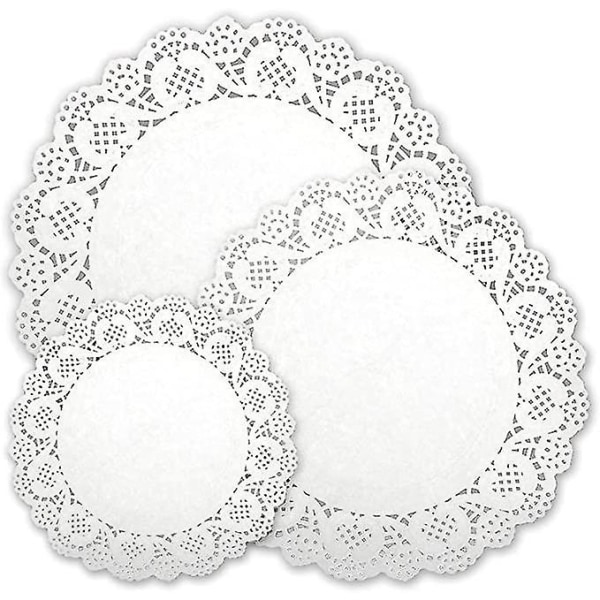 300 kpl valkoisia pyöreitä pitsiä paperiliinat kakkupakkaustyynyt