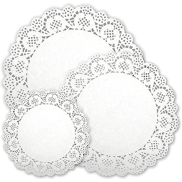 300 stk Hvite Runde Lace Papirservietter Kake Emballasje Puter