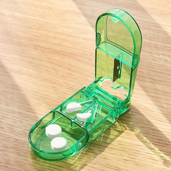 Portable Travel Medicine Pill Box Storage Cutter Blade