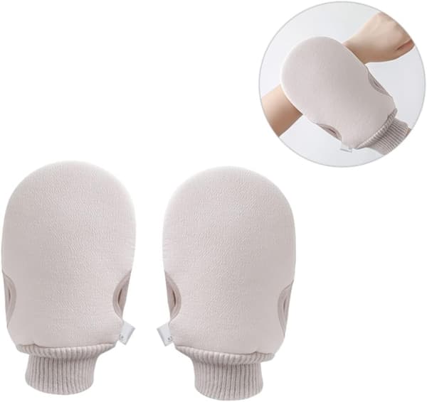 Exfolierande duschhandskar 2-pack Beige Ryggmassagehandske Kroppsskrubbvantar