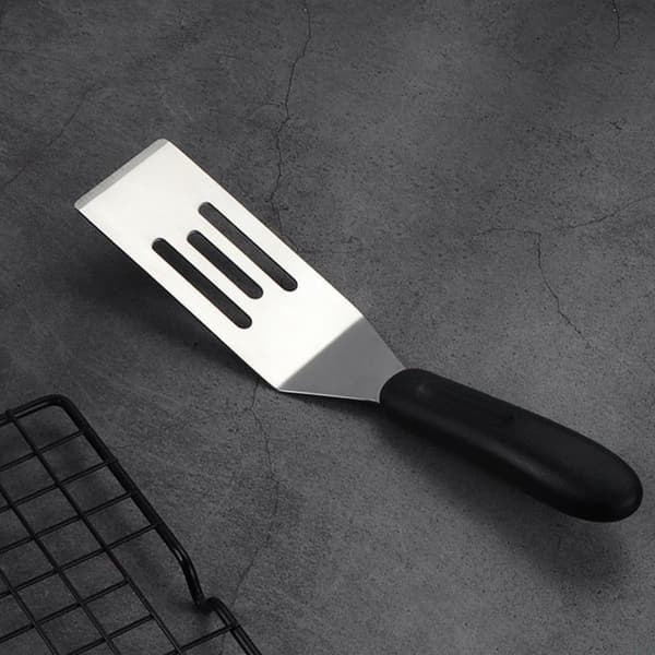 Sølv rustfritt stål non-stick wokspatel bærbar grytespatel