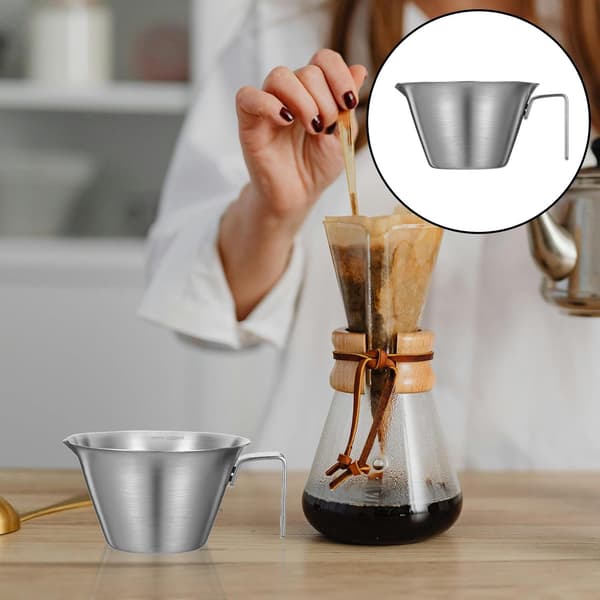 2 stk. espressokopp i rustfritt stål med dobbel tut, målekopp til espressomaskin