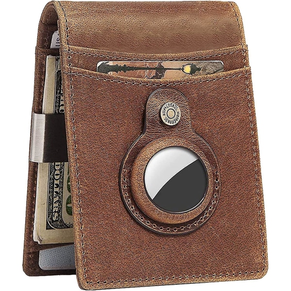 Miesten lompakko, Miesten lompakko AirTag , aitoa nahkaa oleva luottokorttilompakko, Bifold ohut lompakko