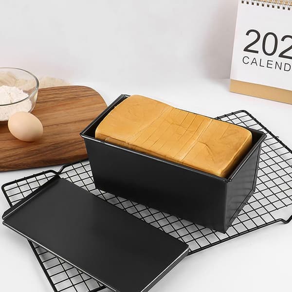 2 st brödformar i kolstål med lock, non-stick sömlös design bakform