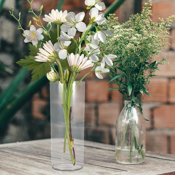 Plast torr blomvas hög transparens och lätt PET cylinderdesign