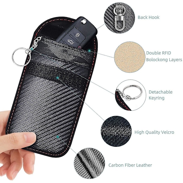 2 kpl Faraday-pussia auton avaimille, varkaudenesto Faraday-pussi auton avaimille, RFID-auton avaimen signaali