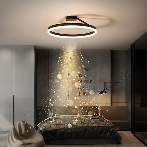 LED Taklampa Cirkel Modern Svart Vit 40cm Flush Mount