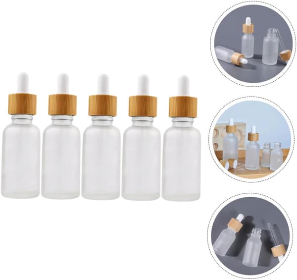 5 st eteriska oljeflaskor Små droppflaskor för reseparfym lotion bambuträ