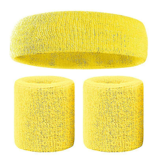 Svettbandsset Färgglada Hårband Armband Elastiskt Atletiskt Svettabsorberande Svettbands för Män och