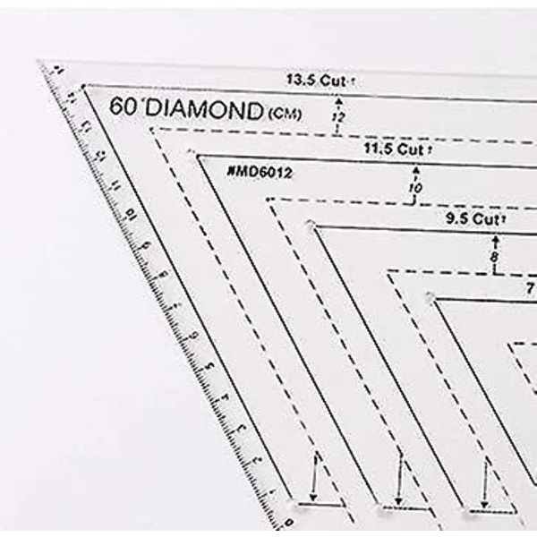 4 stk Quiltlineal 60 graders trekant diamant sekskant
