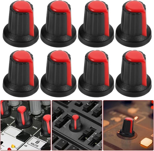 20 stk. røde plastikpotentiometerkontrolknapper 6 mm D-formet stilk Dj Mixer Controller Caps