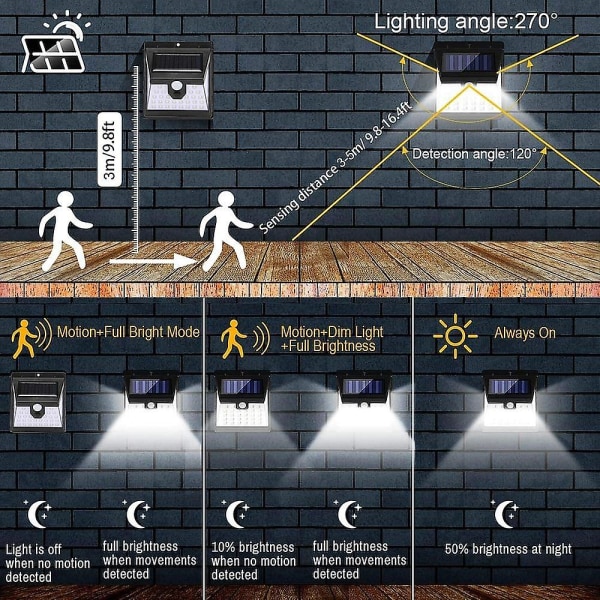 4st Vägglampor för utomhussolar 3 lägen Trådlös IP65-lampa