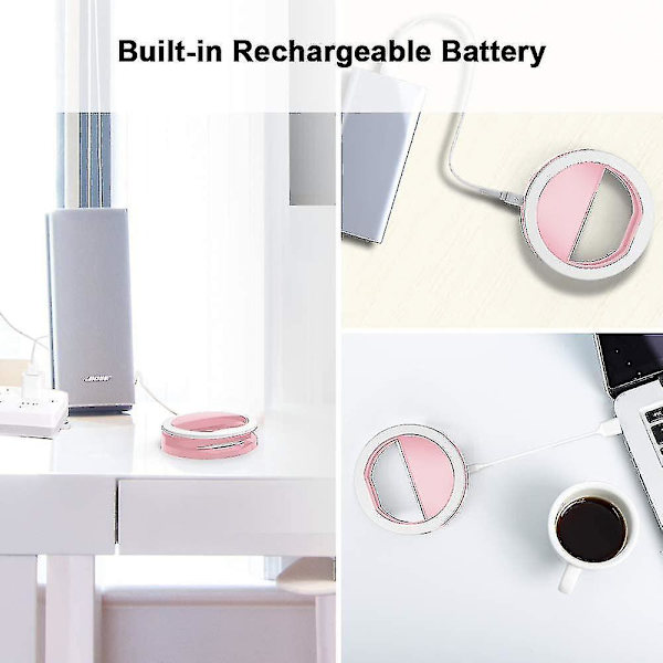 Selfie Ringlys, Genopladelig Med Lys, 3-niveau Justerbar 1stk-pink