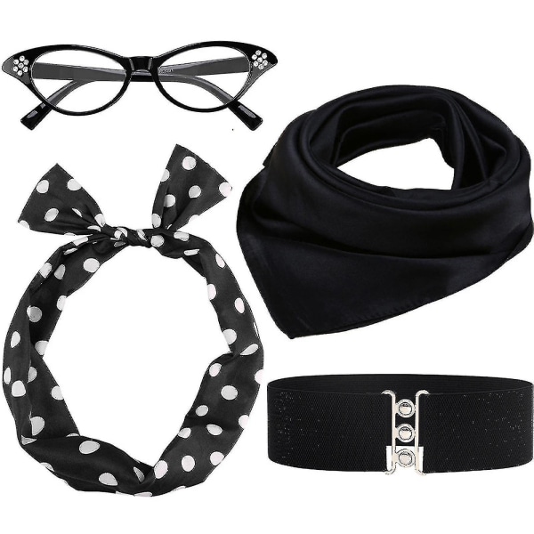 50-talls kostyme skjerf Polka Dot pannebånd ørepynt katteøyne briller skjerf - Snngv Belt kit