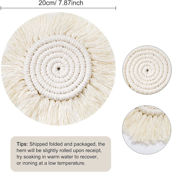Håndvævet Coasters Placemat, Rund Vævet Coaster, Boho Mat Kaffe Drikke Øl Kande Bord Ikke-Skridsikker Varme