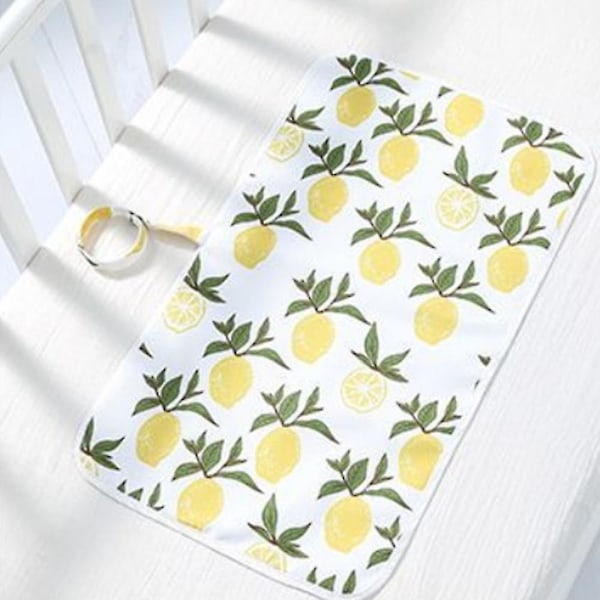 Baby Portable Skiftpude, Bleiepose, Rejseunderlag lemon