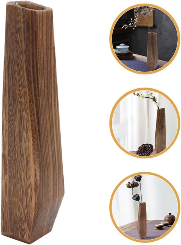 Trä Blomvas Kaffe Rustik Lantlig Stil Liten Storlek Design Välgjord Trä