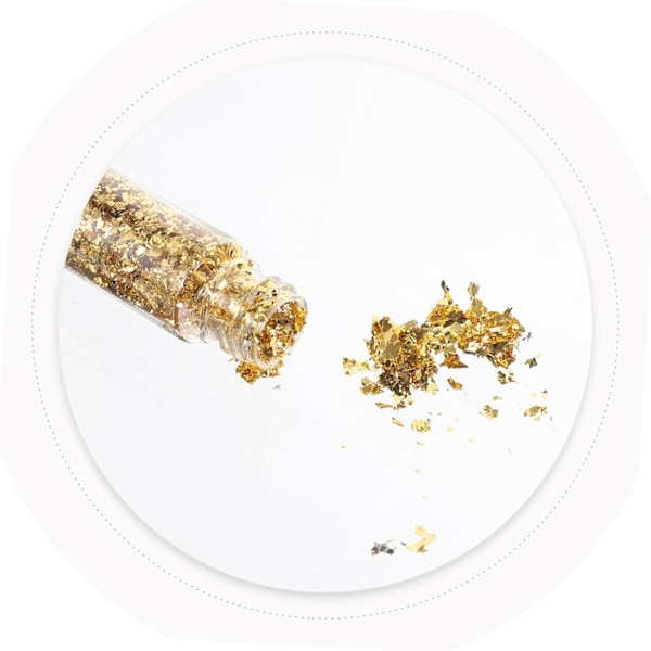 Guld Folie Dekorationer Kit Glitter för Naglar Guldflingor för Nagelkonst Set med Imitationsflingor