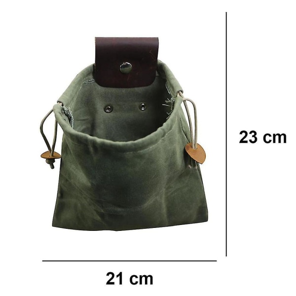Canvas Foraging Pouch, Frugtplukkepose, Svampeforagingpose, Grøn