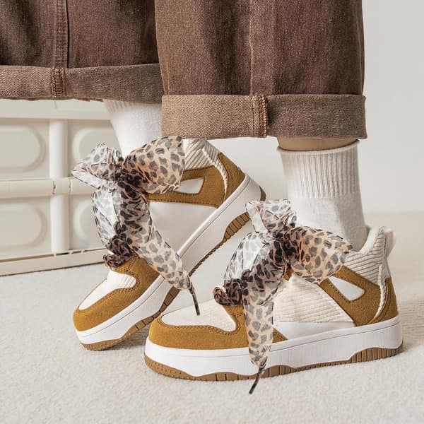 2 stk. leopardprint snørebånd, båndsnørebånd, sød mode leopard blød silke 4 cm