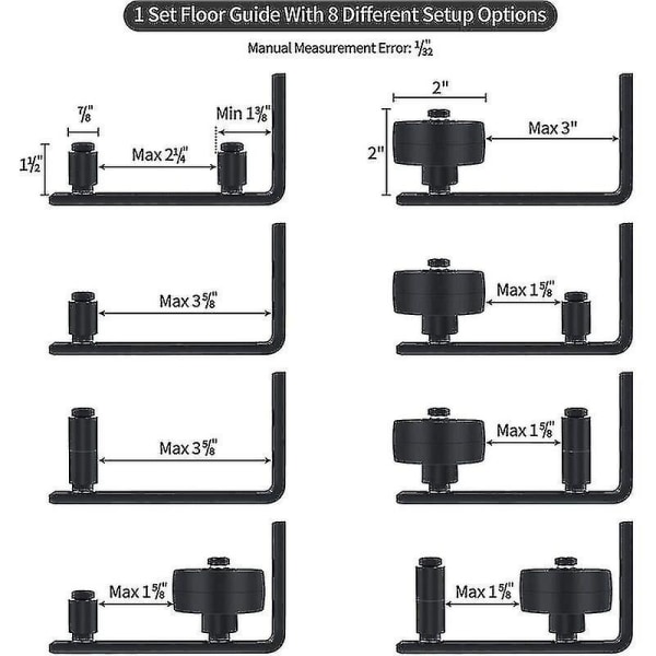 Sæt med 2 Skydedørs Skinner til Skydedøre, Justerbar Bund, med Skruer, 8 Muligheder