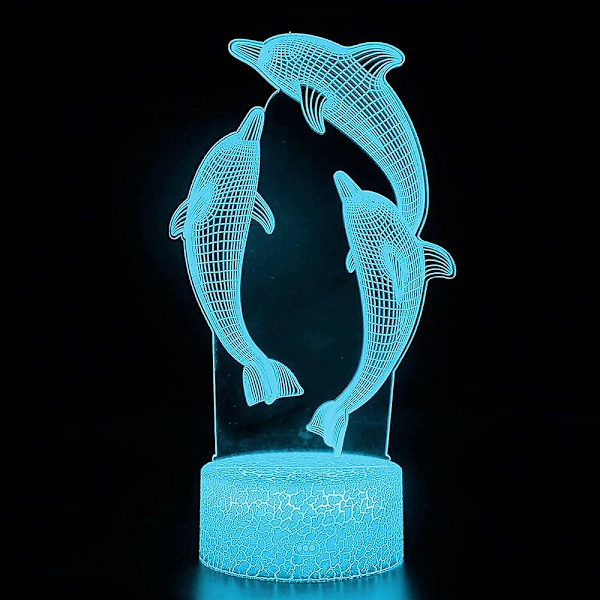 3D Delfin Nattlampa 16 Färger Sänglampa Fjärrkontroll