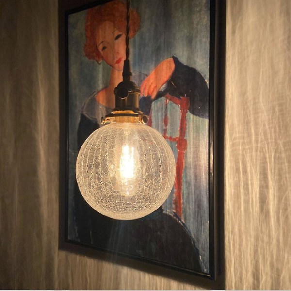 12w Retro Bb Lysekrone Messing Glas Sprækket Lysekrone