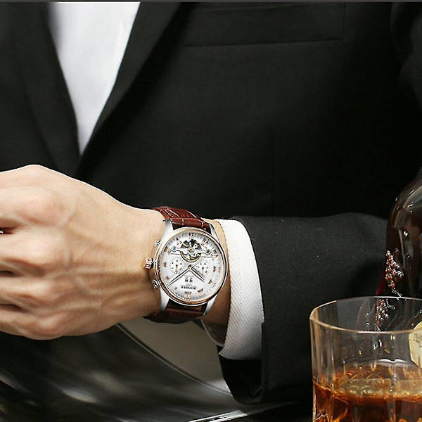 Vandafvisende Herre Business Ur Tourbillon Automatisk Mekanisk