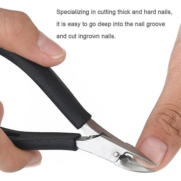 Tånagelklippare Heavy Duty Professionell För Tjocka Naglar Inväxta Naglar Döda Hud Förhårdnader Svart 1st