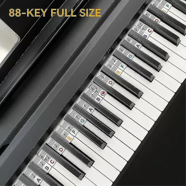 Avtakbare klaviaturnoteetiketter Gjenbrukbare silikonklaverklistremerker 88 taster for elever Multicolor