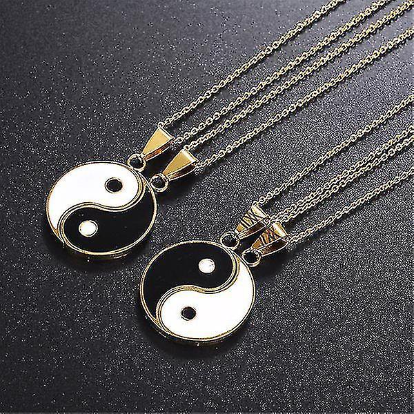 2 stk Yin og Yang anheng puslespill halskjede bursdagsgaver