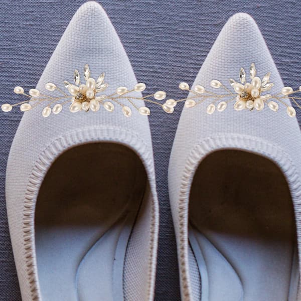 Elegante perle dekorative skoklemmer Rhinestone blomsterspenner