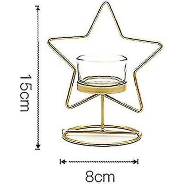 Te-lyslysestaker Metallstjerne Te-lyslysestaker Bryllup Hjem Fest Kontor Borddekorasjon Bordmidtpunkter (gull)(1 stk