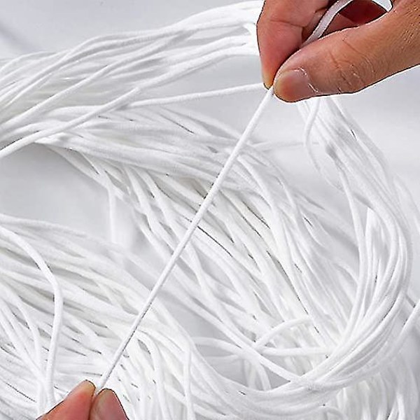 3mm 50m Rund Elastisk Snöre Vit Elastisk String Syband