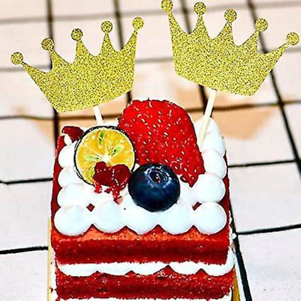 60 Pakk Cupcake Toppere Gullkrone Kakedekorasjon Kongelig Prins