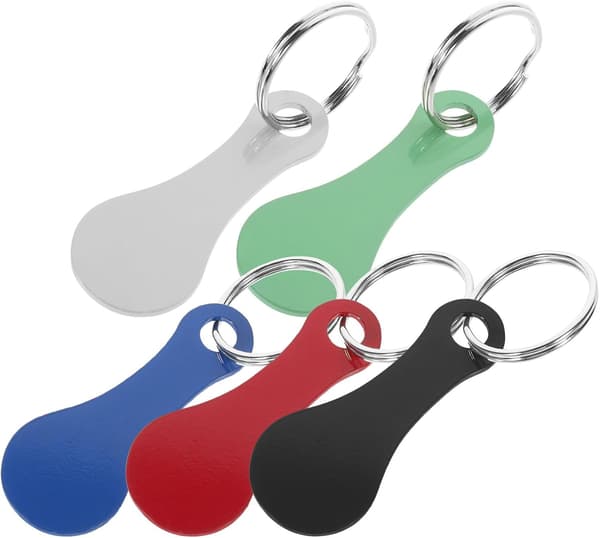 5 stk. handlevognsmynt nøkkelring i rustfritt stål, klassisk elegant design, solid, ikke lett å bryte anheng