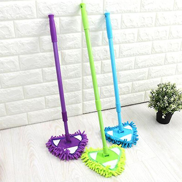 Triangulär Lat Mop Teleskopisk Stång Fönsterrengöring Chenille Vattenabsorberande Dammmopp Mini Lat Mop Takborste (1 set, Grön)