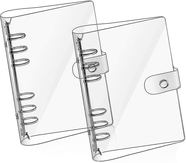 2 stk A5 Perme-omslag, A5 Ringperm-omslag, Transparent Ringperm-mappe, 6 hull