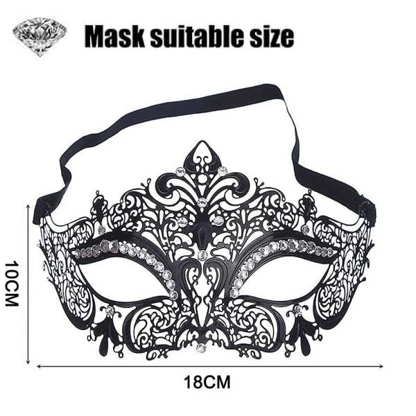 Lady Of Luck venetianske masker, metallmaskermaske for kvinner Laser Cut Party Mask