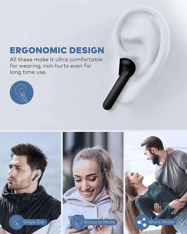 Ægte Trådløse Ørepropper, Vandafvisende Bluetooth Ørepropper