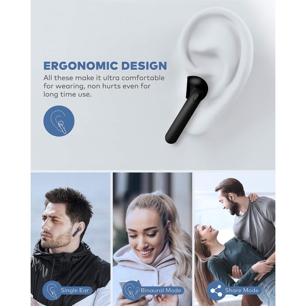 Ekte trådløse ørepropper, vanntette Bluetooth-ørepropper