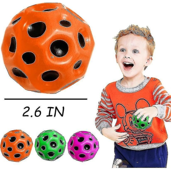 Astro Jump Balls, Space Theme Gummi hoppende baller for barn 3pcs