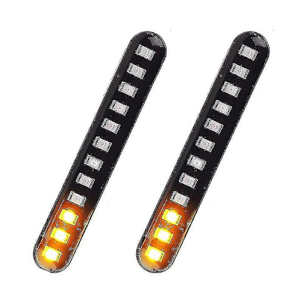 2 stk Bil Motorsykkel Flytende Bremslys 12 LED Blinklys Stripe