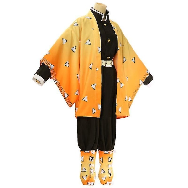 Voksne barn Anime Demon Slayer Kimetsu No Yaiba Agatsuma Zenitsu kostyme Kimono Anime Suit Parykk